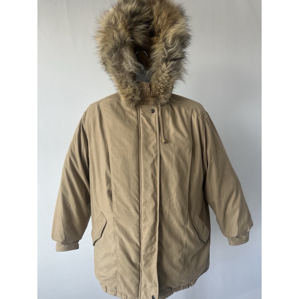 VTG Tan Bromley Sport Women's Sz: L Down Jacket Parka Coyote Fur Hood